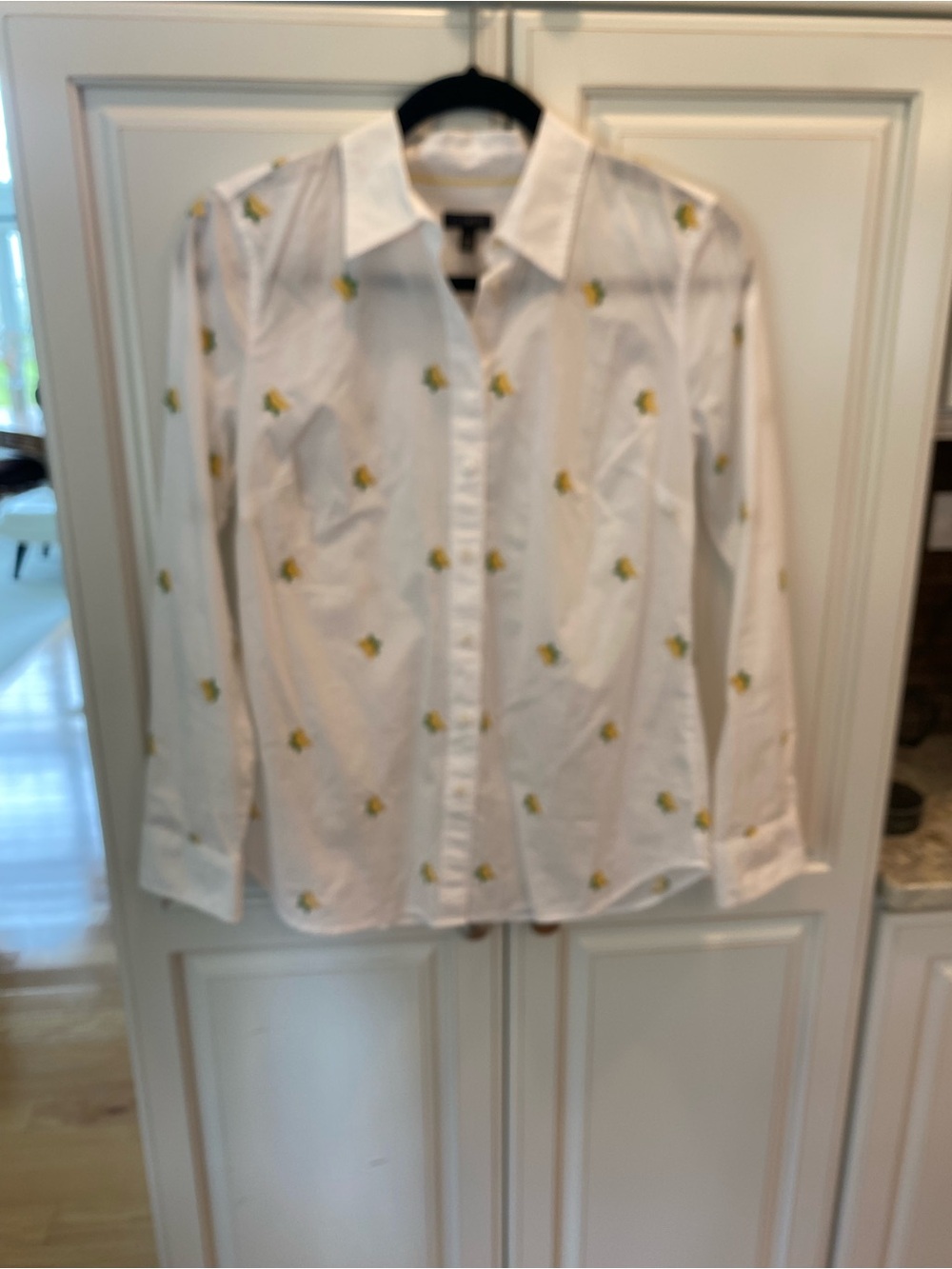 Talbots White Shirt with Yellow Lemon Accent